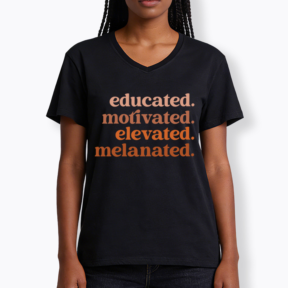 Educated Motivated Melanated V-Neck Classic T-Shirt