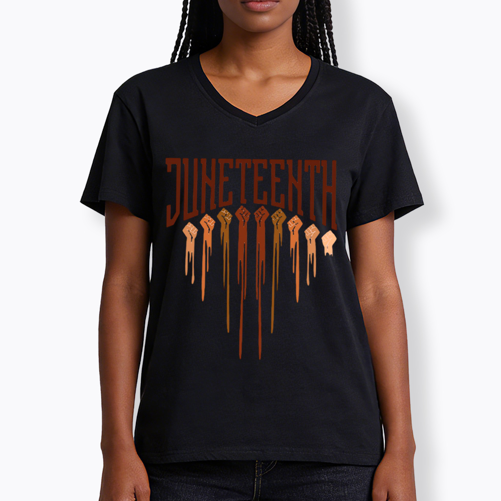 Different Races Skin Juneteenth V-Neck Classic T-Shirt