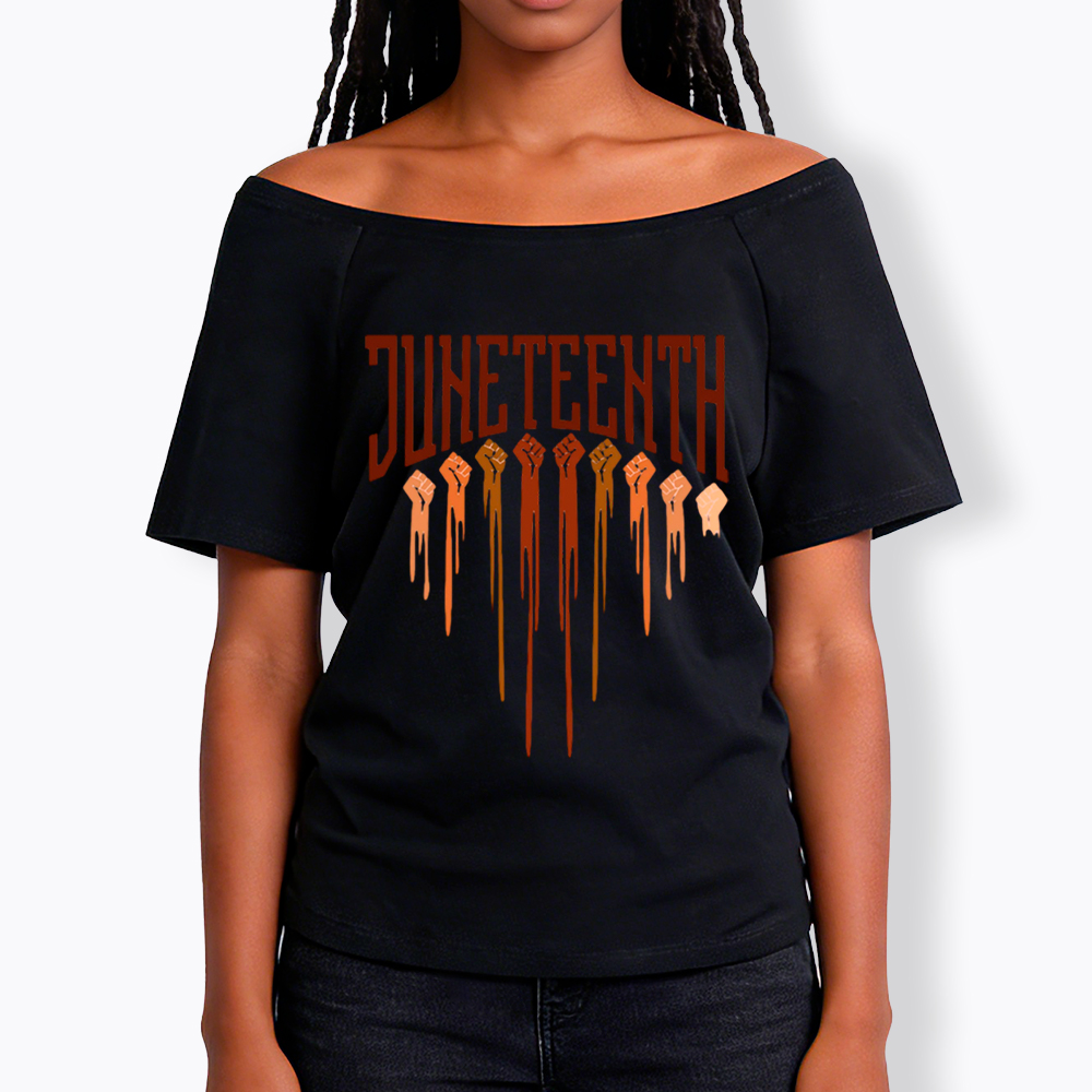 Different Races Skin Juneteenth Off Shoulder T-shirt