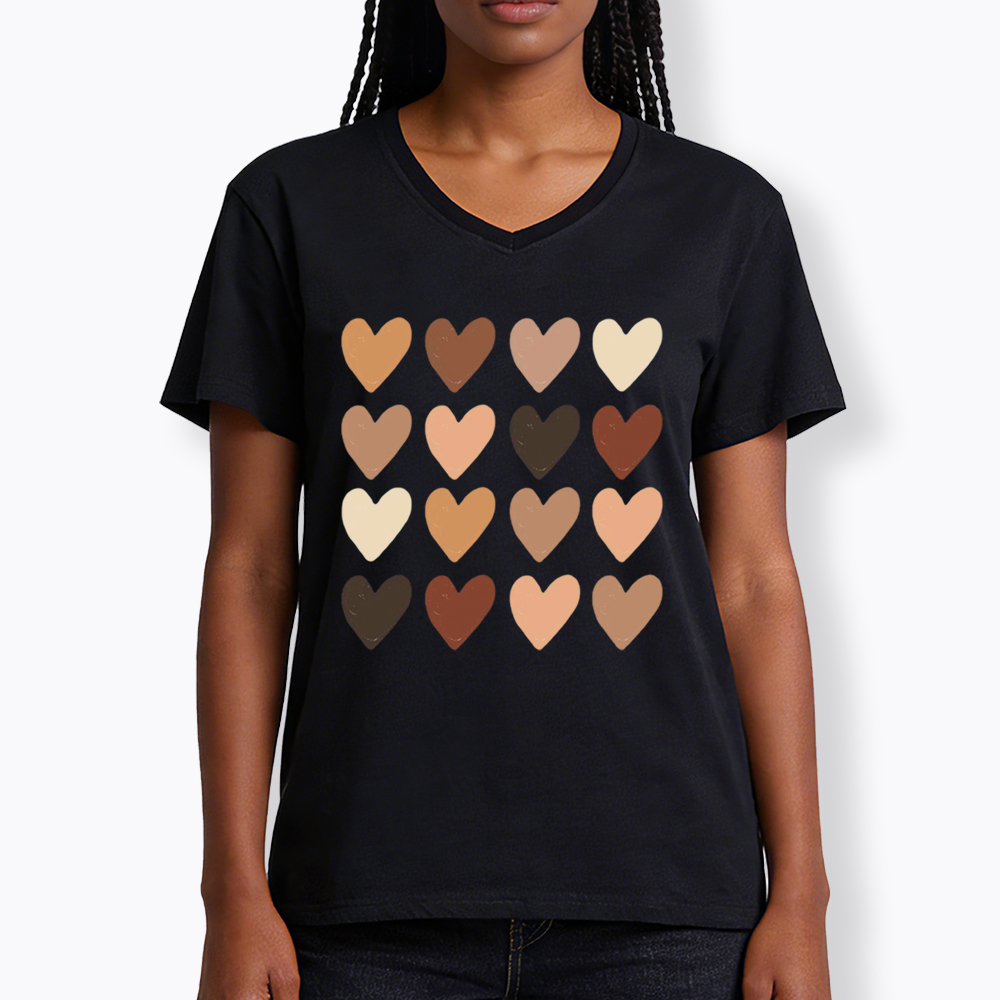 Skin Tone Hearts Racial Equality V-Neck Classic T-Shirt