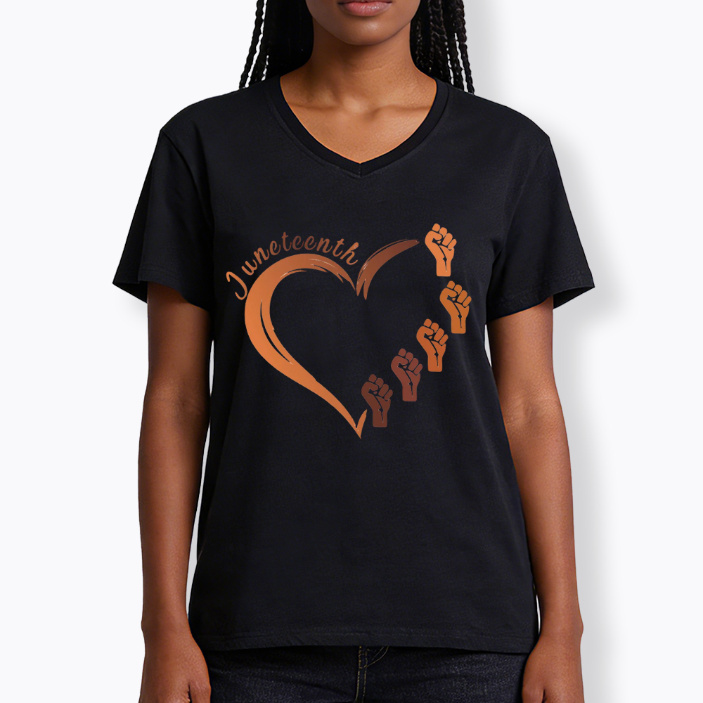 Juneteenth Heart Black Pride V-Neck Classic T-Shirt