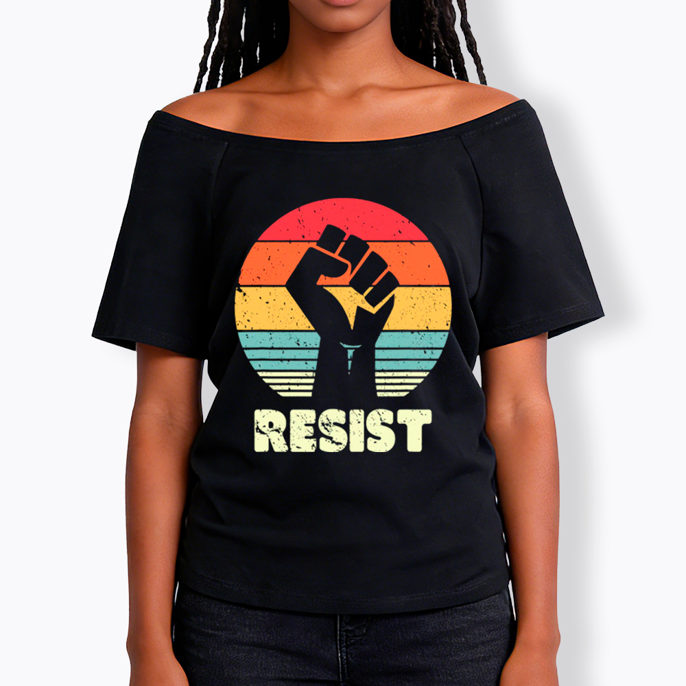 Resist Fist Off Shoulder T-shirt