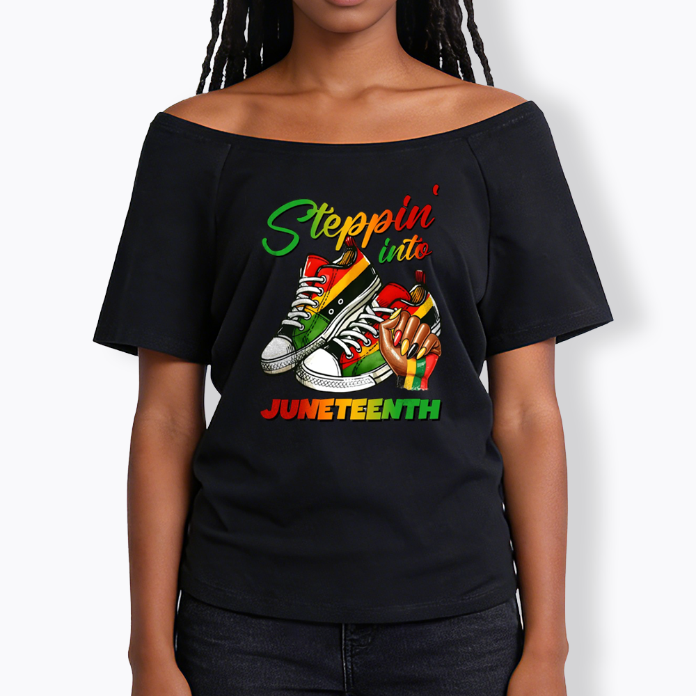 Stepping Into Juneteenth Off Shoulder T-shirt