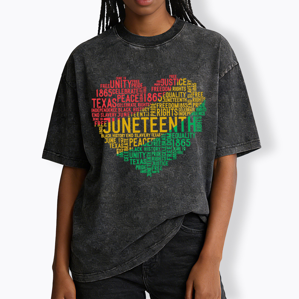 Juneteenth Heart Black History Washed T-Shirt