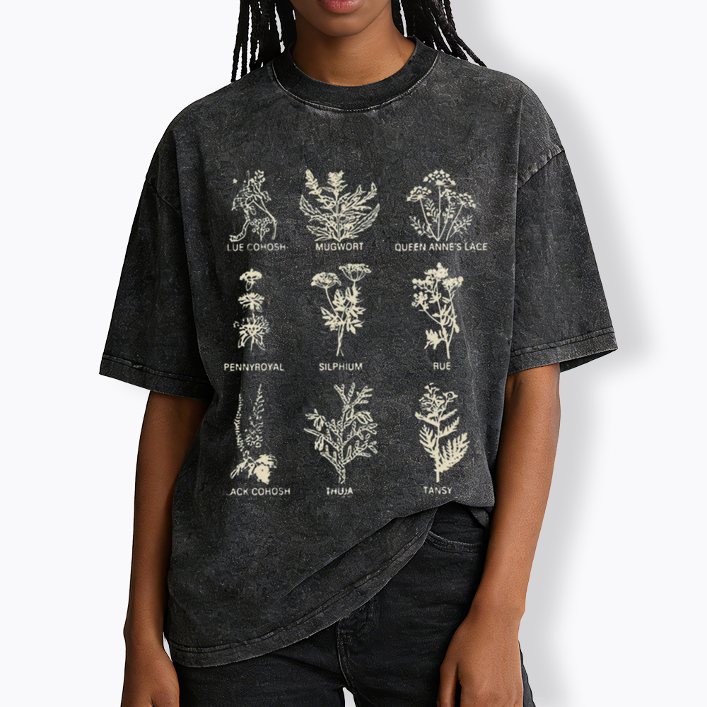 My Body My Choice Abortion Plant Herbs Washed T-Shirt