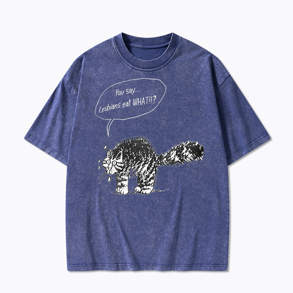 Cartoon Cat Washed T-Shirt