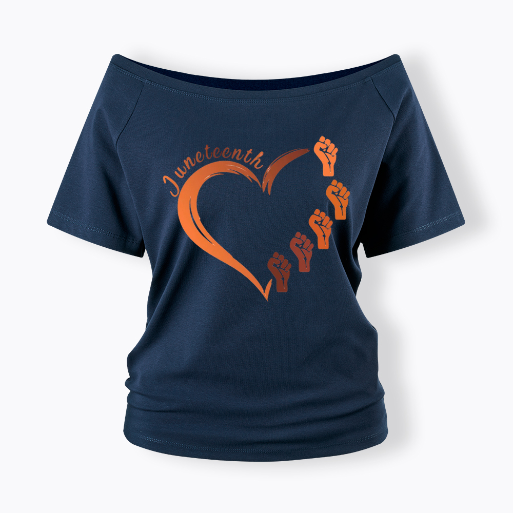 Juneteenth Heart Black Pride Off Shoulder T-shirt