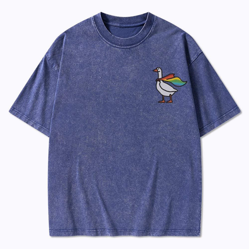 Rainbow Goose LGBTQ Washed T-Shirt