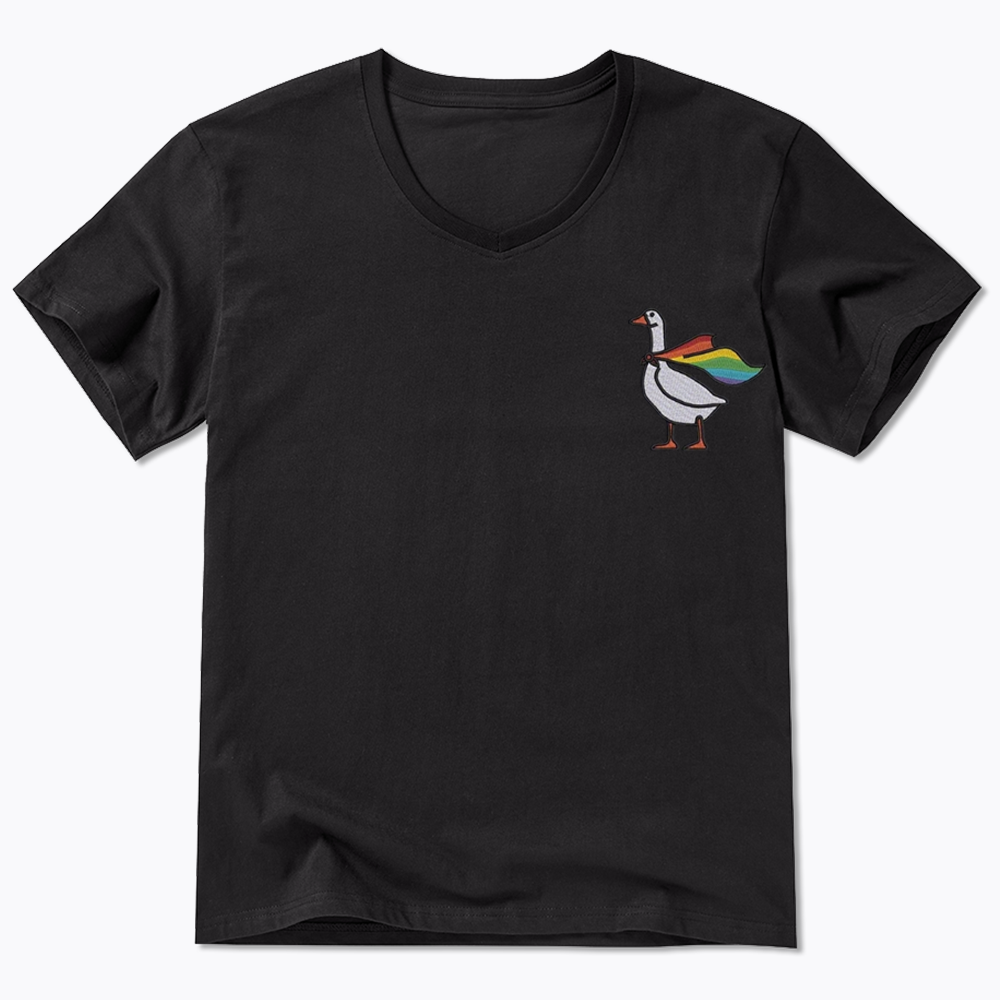 Rainbow Goose LGBTQ V-Neck Classic T-Shirt