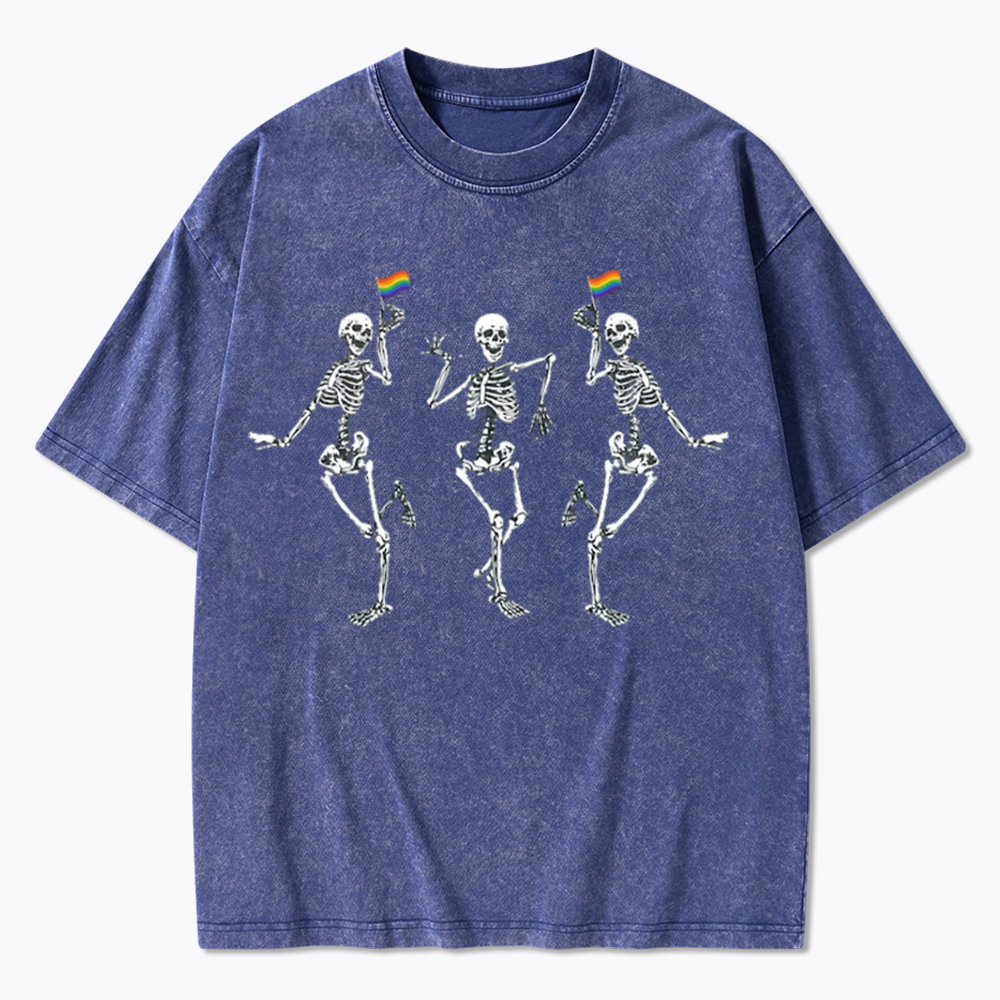 pride dancing skeleton Washed T-Shirt