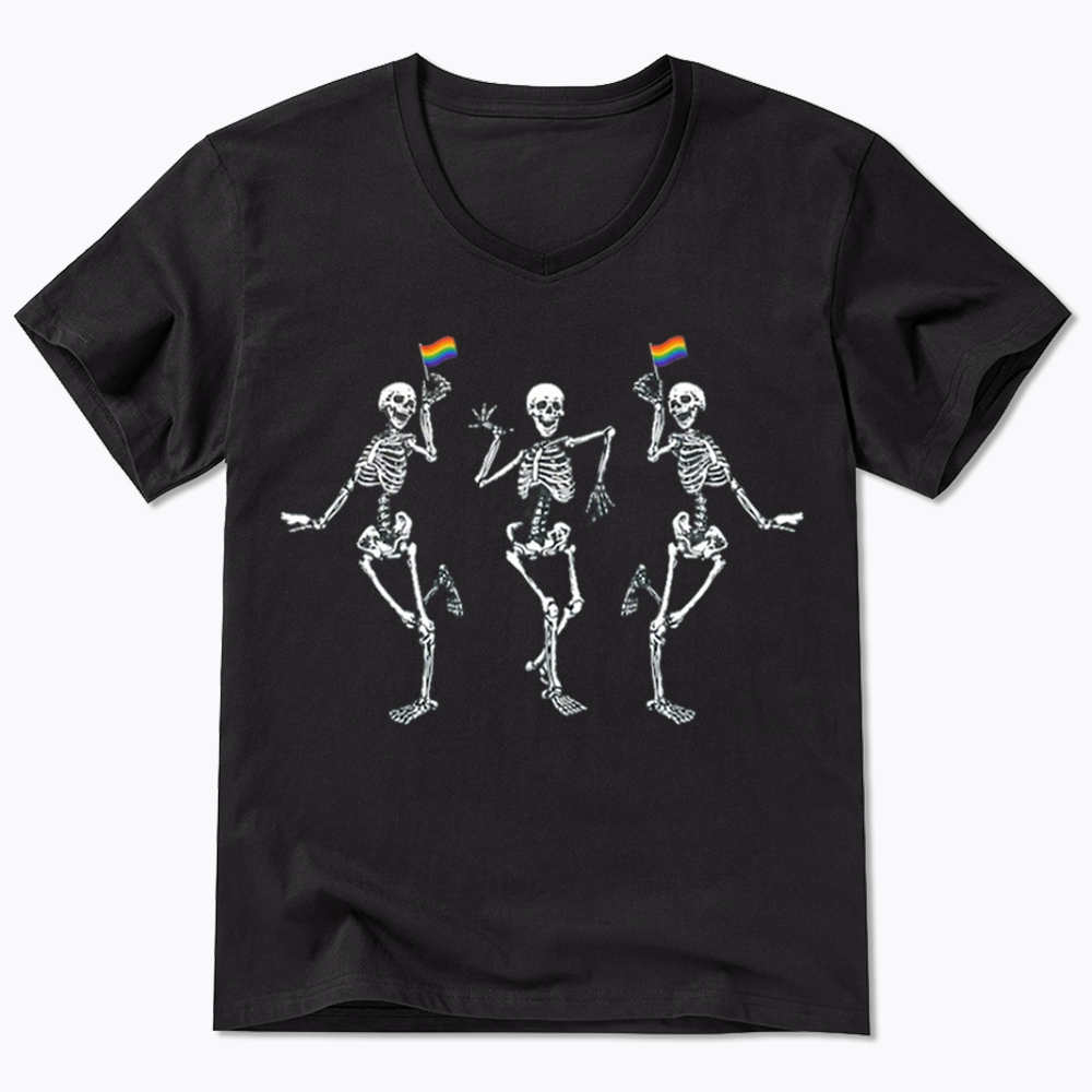 pride dancing skeleton V-Neck Classic T-Shirt