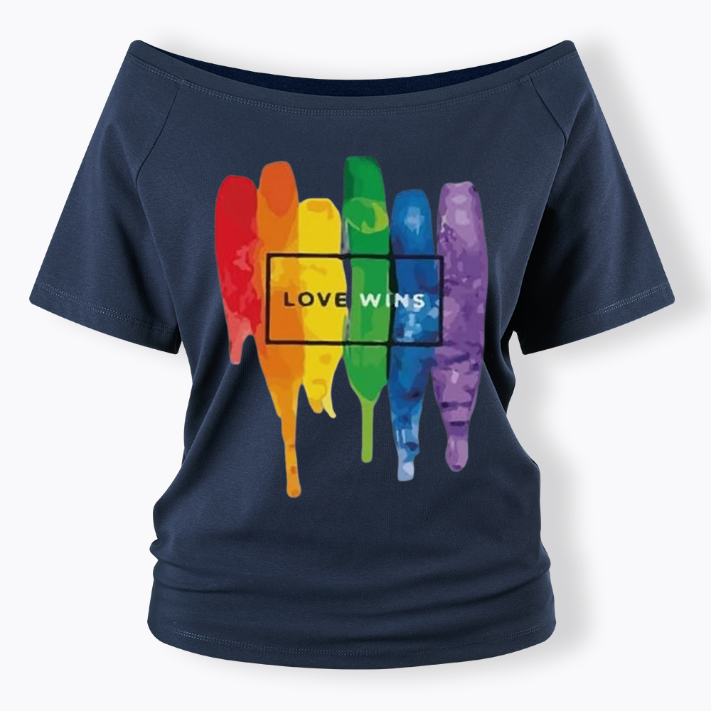 Love Wins Off Shoulder T-shirt