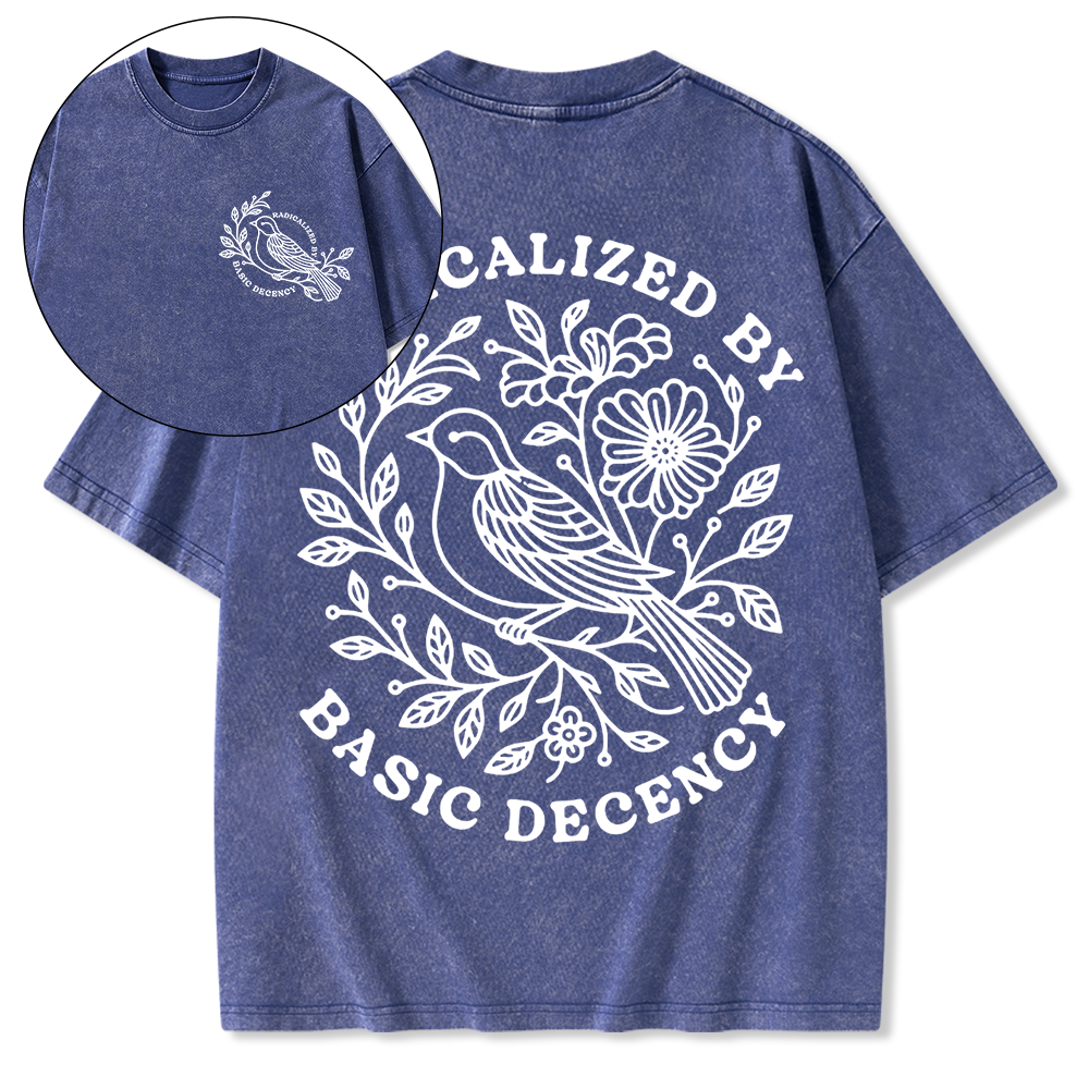 Radicalized By Basic Decency Floral Washed T-Shirt