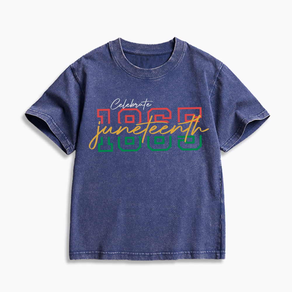 Celebrate 1865 Juneteenth Kids Washed T-Shirt