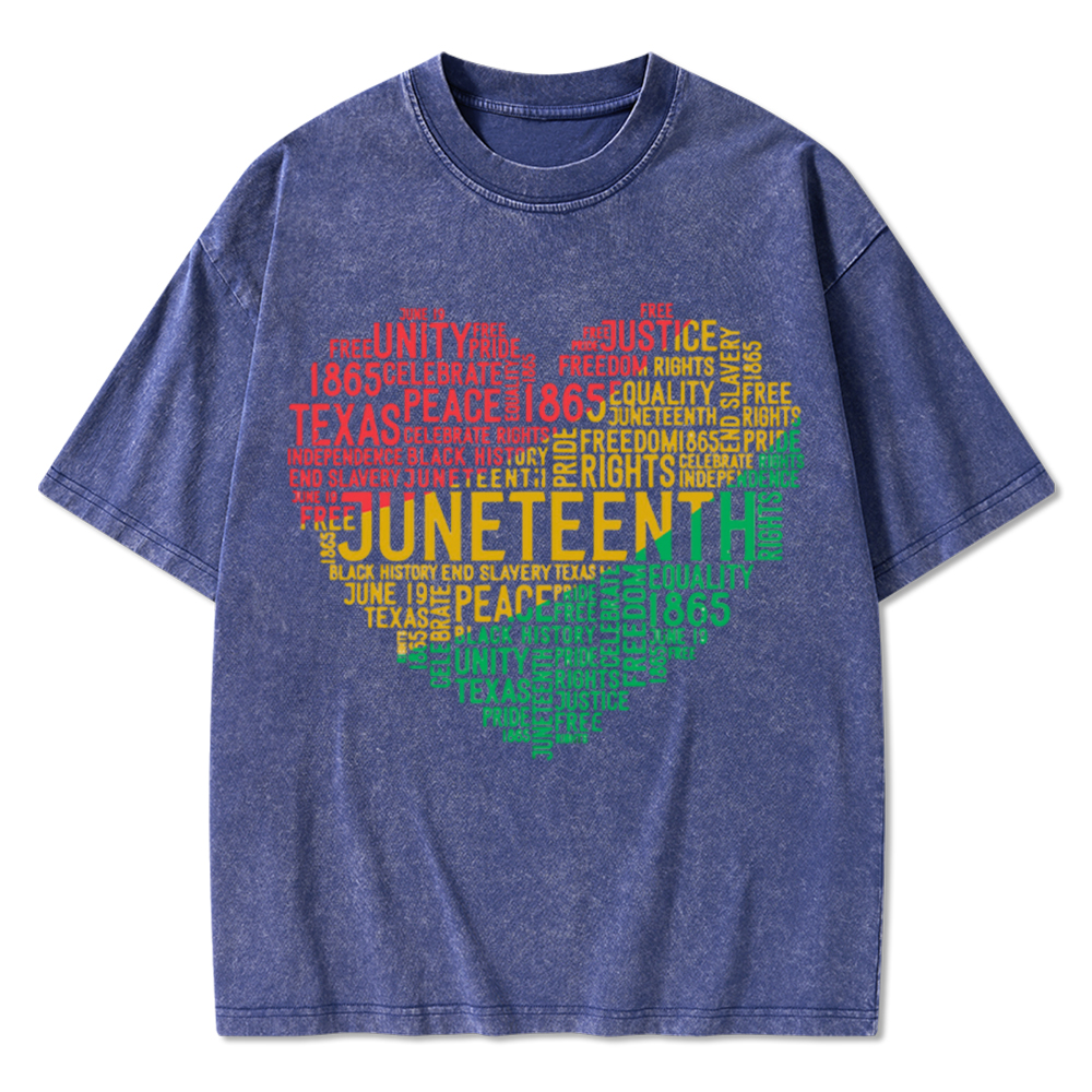 Juneteenth Heart Black History Washed T-Shirt