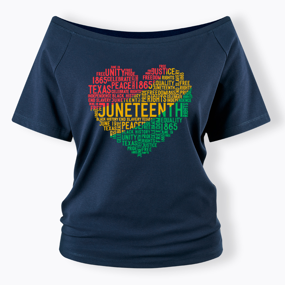 Juneteenth Heart Black History Off Shoulder T-shirt
