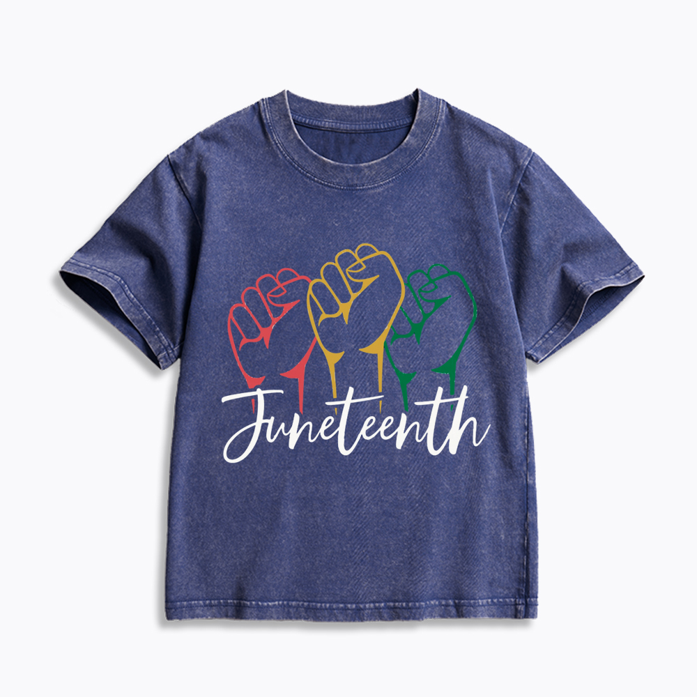 Juneteenth Black History Kids Washed T-Shirt
