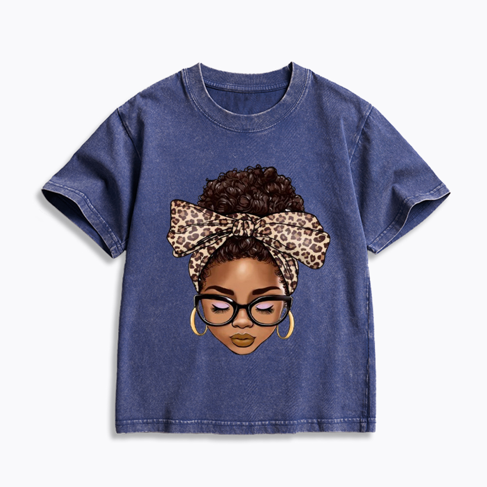 Black Woman Juneteenth Kids Washed T-Shirt