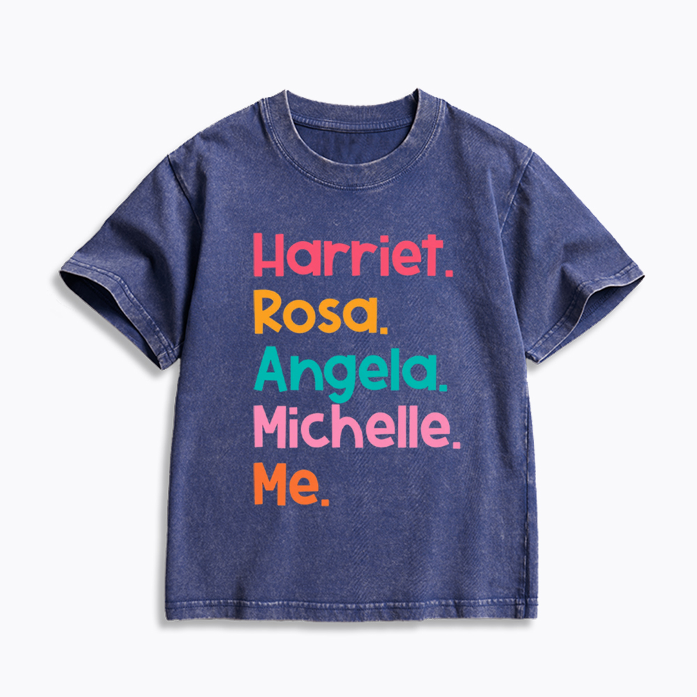 Women Leaders Harriet Rosa Angela Michelle Me Kids Washed T-Shirt