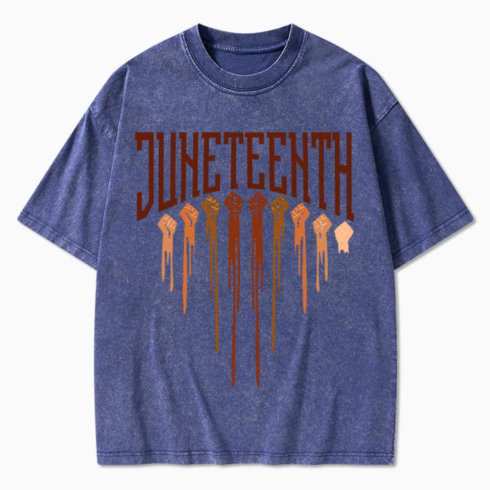 Different Races Skin Juneteenth Washed T-Shirt