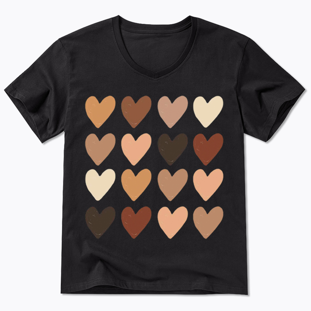 Skin Tone Hearts Racial Equality V-Neck Classic T-Shirt