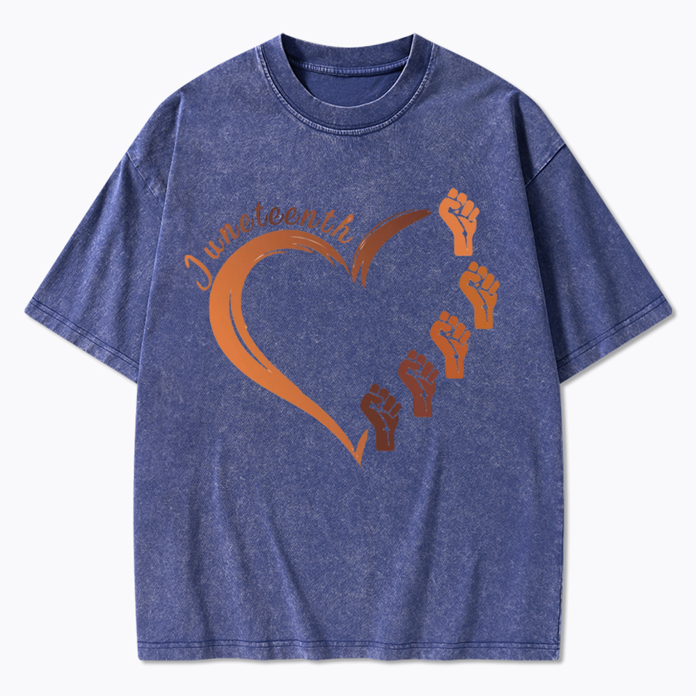 Juneteenth Heart Black Pride Washed T-Shirt