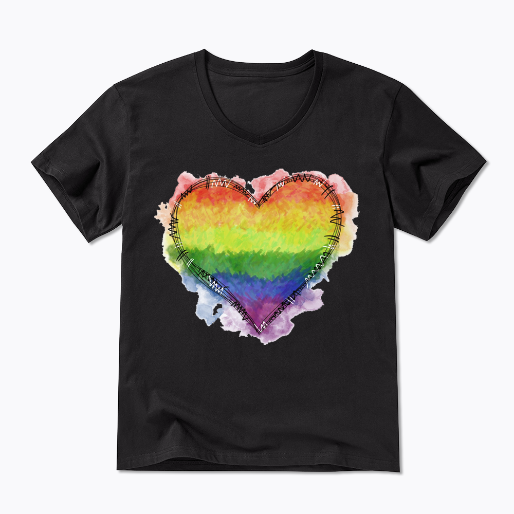 Rainbow Heart V-Neck Classic T-Shirt