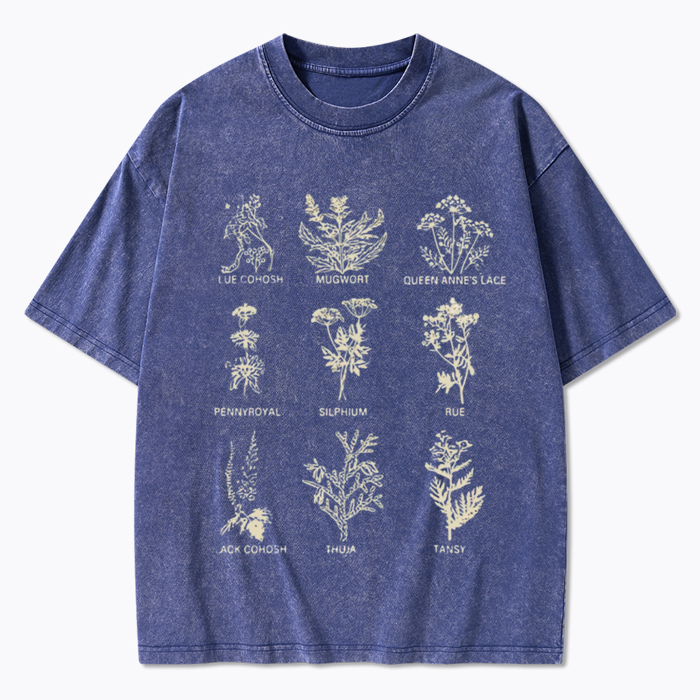 My Body My Choice Abortion Plant Herbs Washed T-Shirt