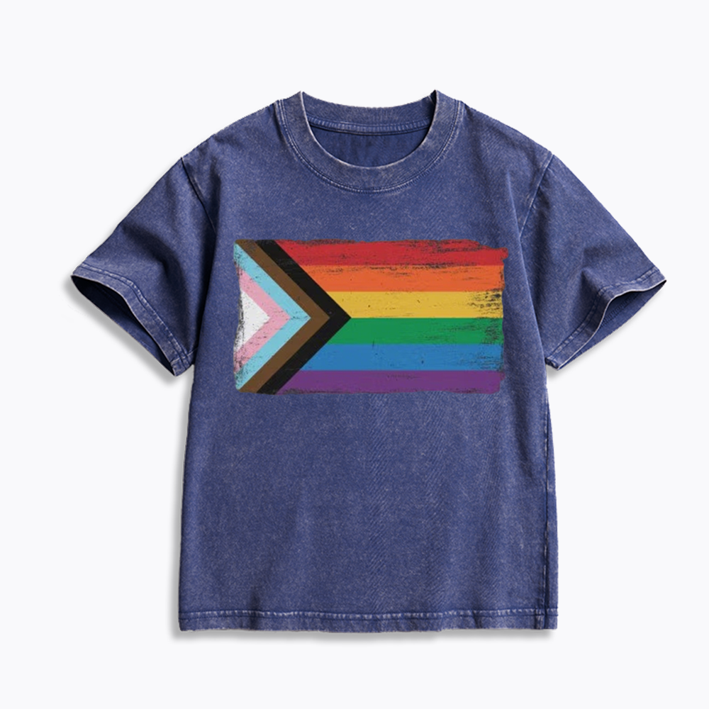 Progress Pride Flag Kids Washed T-Shirt