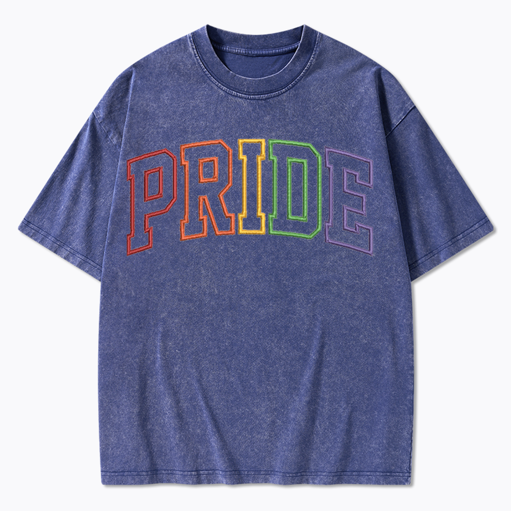 Embroidered Pride Washed T-Shirt