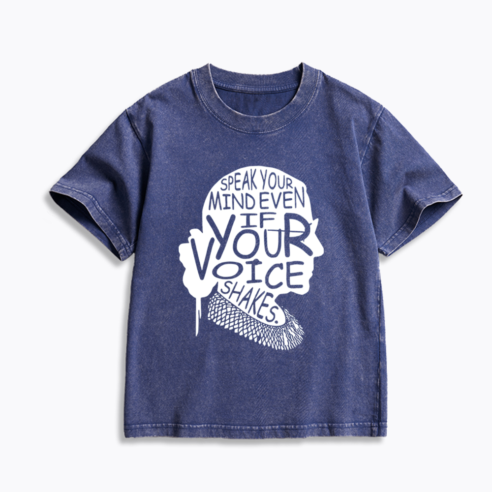 RBG Speak Your Mind Even Even If Your Voice Shakes Kids Washed T-Shirt