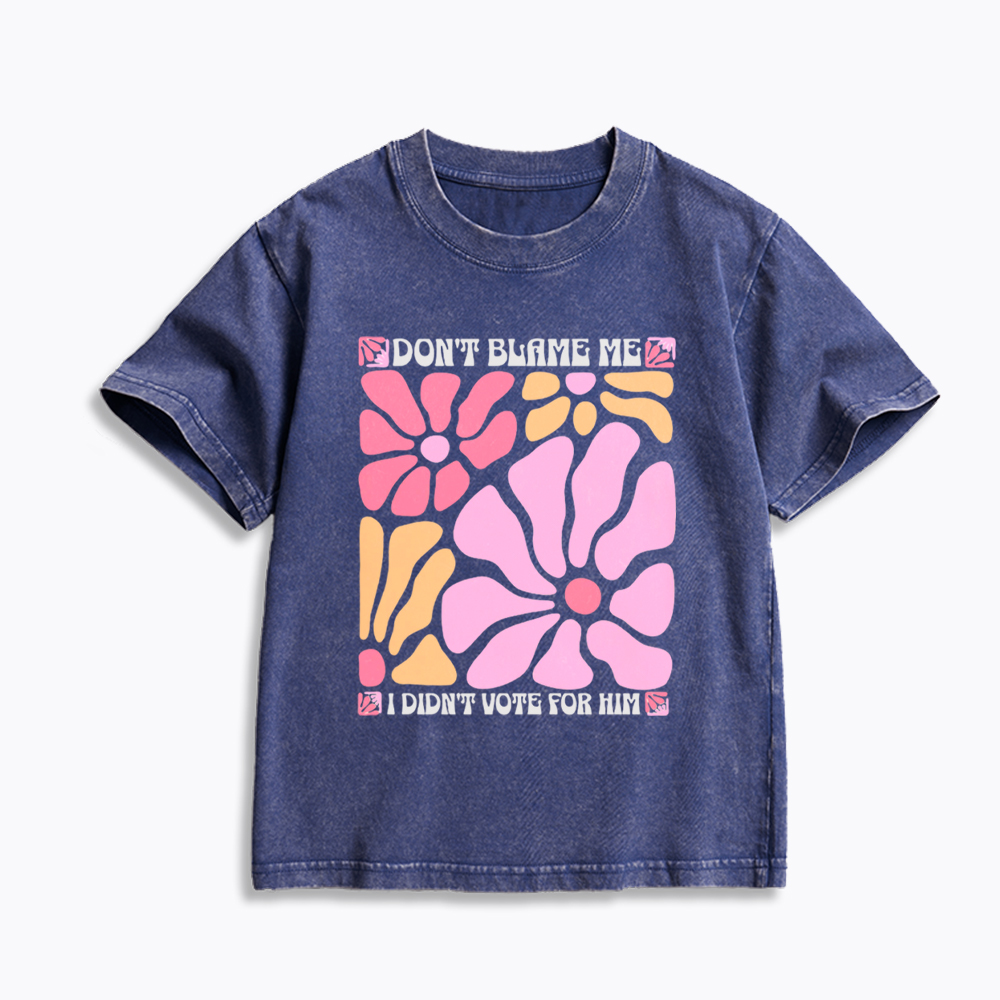 I Didn't Vote For Him Wildflowers Kids Washed T-Shirt