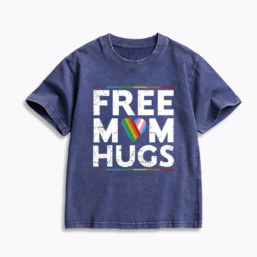 Free Mom Hugs Kids Washed T-Shirt 