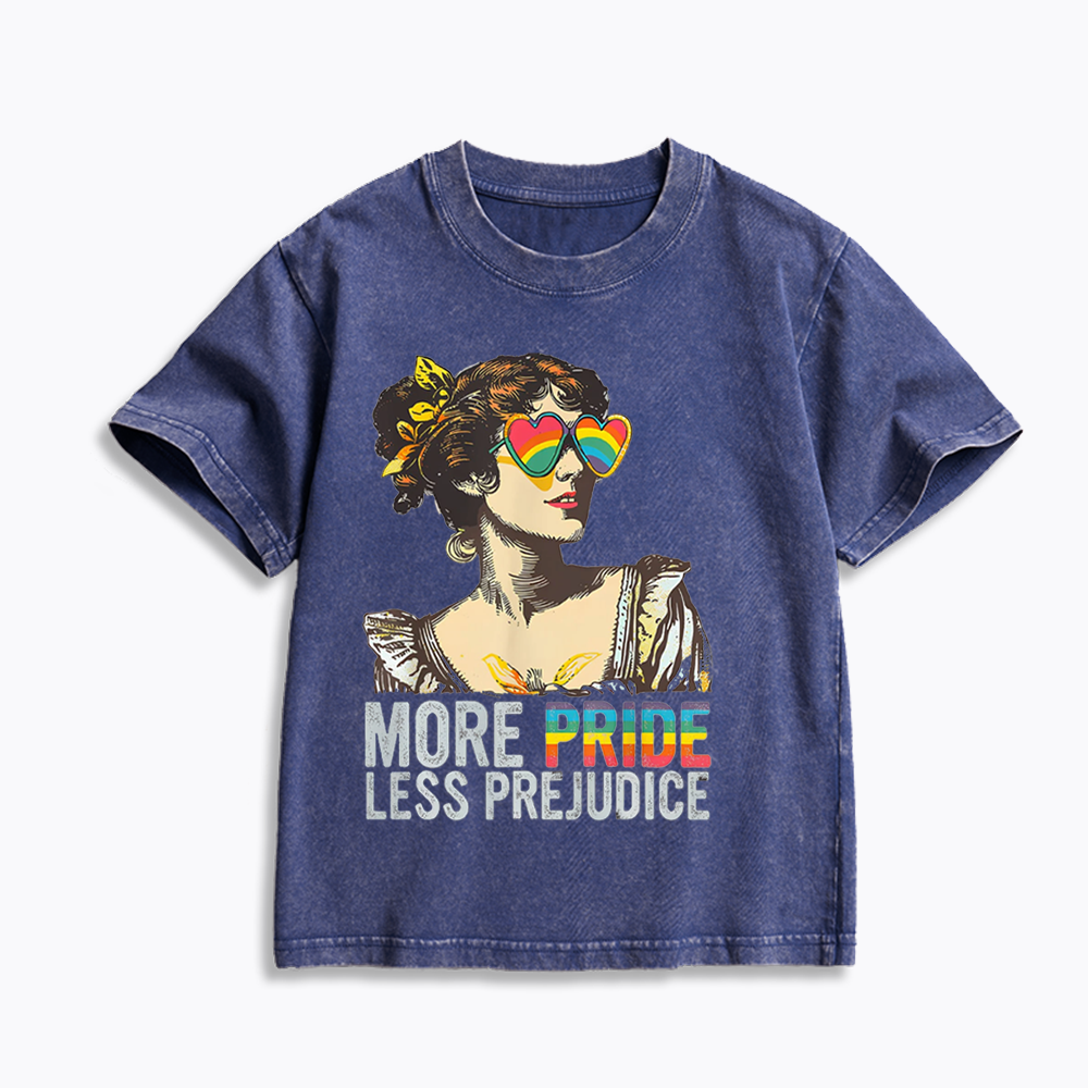 More Pride Less Prejudice Kids Washed T-Shirt 