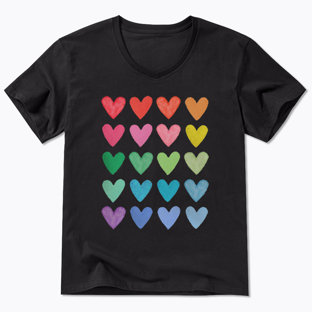 Rainbow Hearts V-Neck Classic T-Shirt