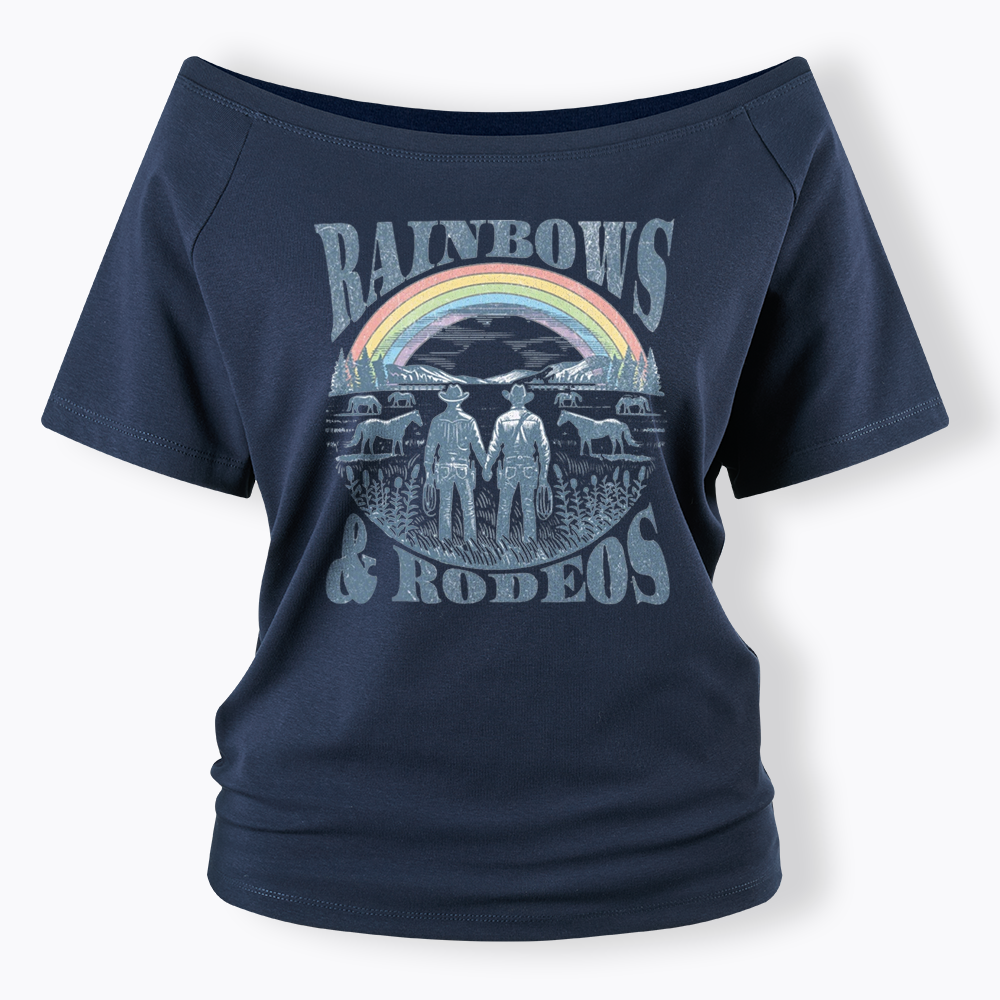 Rainbows Rodeo Off Shoulder T-shirt