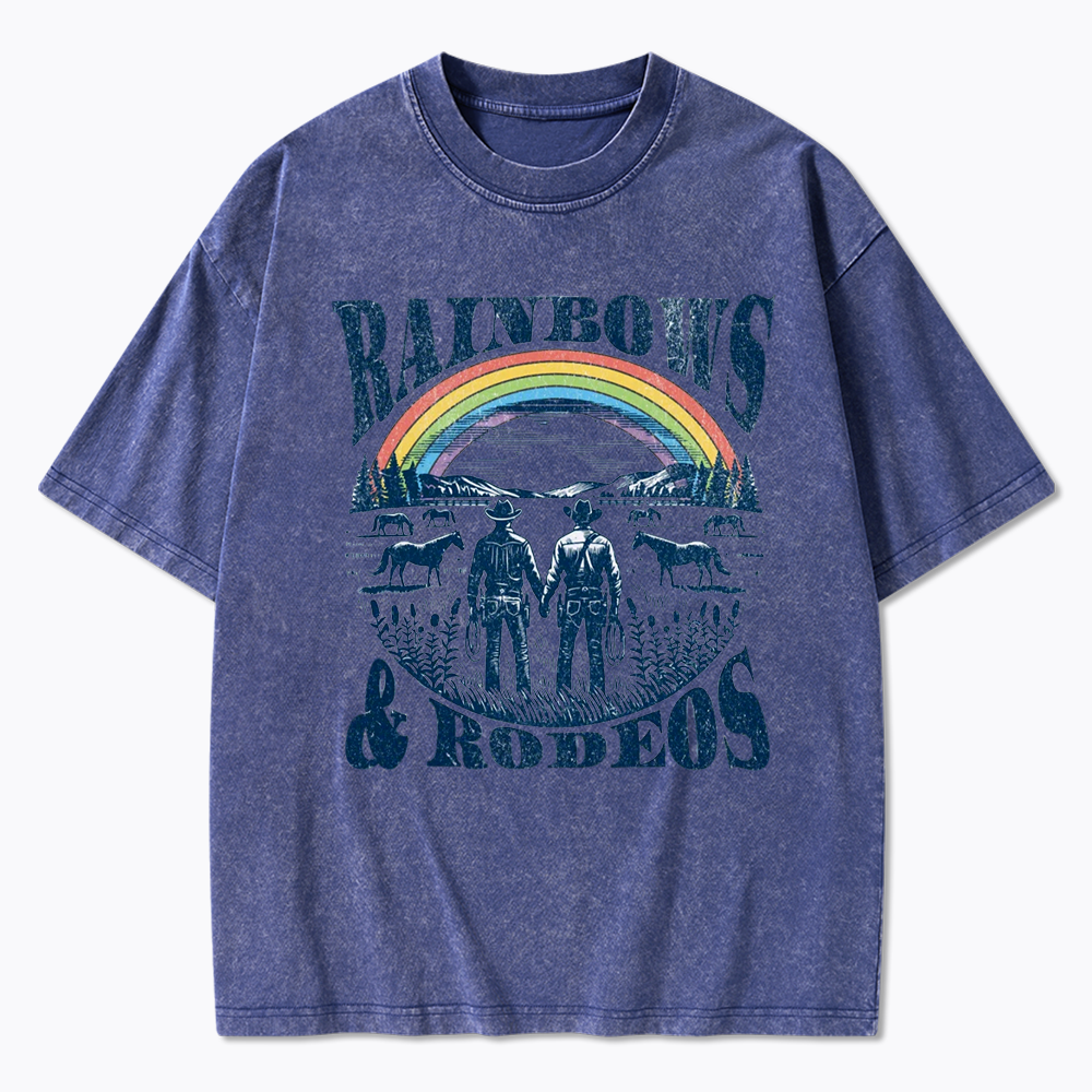 Rainbows Rodeo Washed T-Shirt