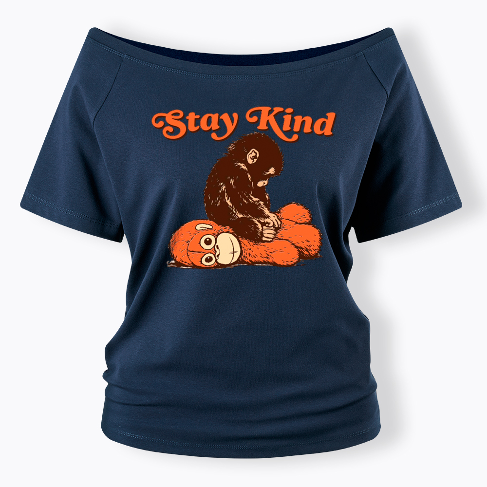 Punch Monkey Stay Kind Off Shoulder T-Shirt