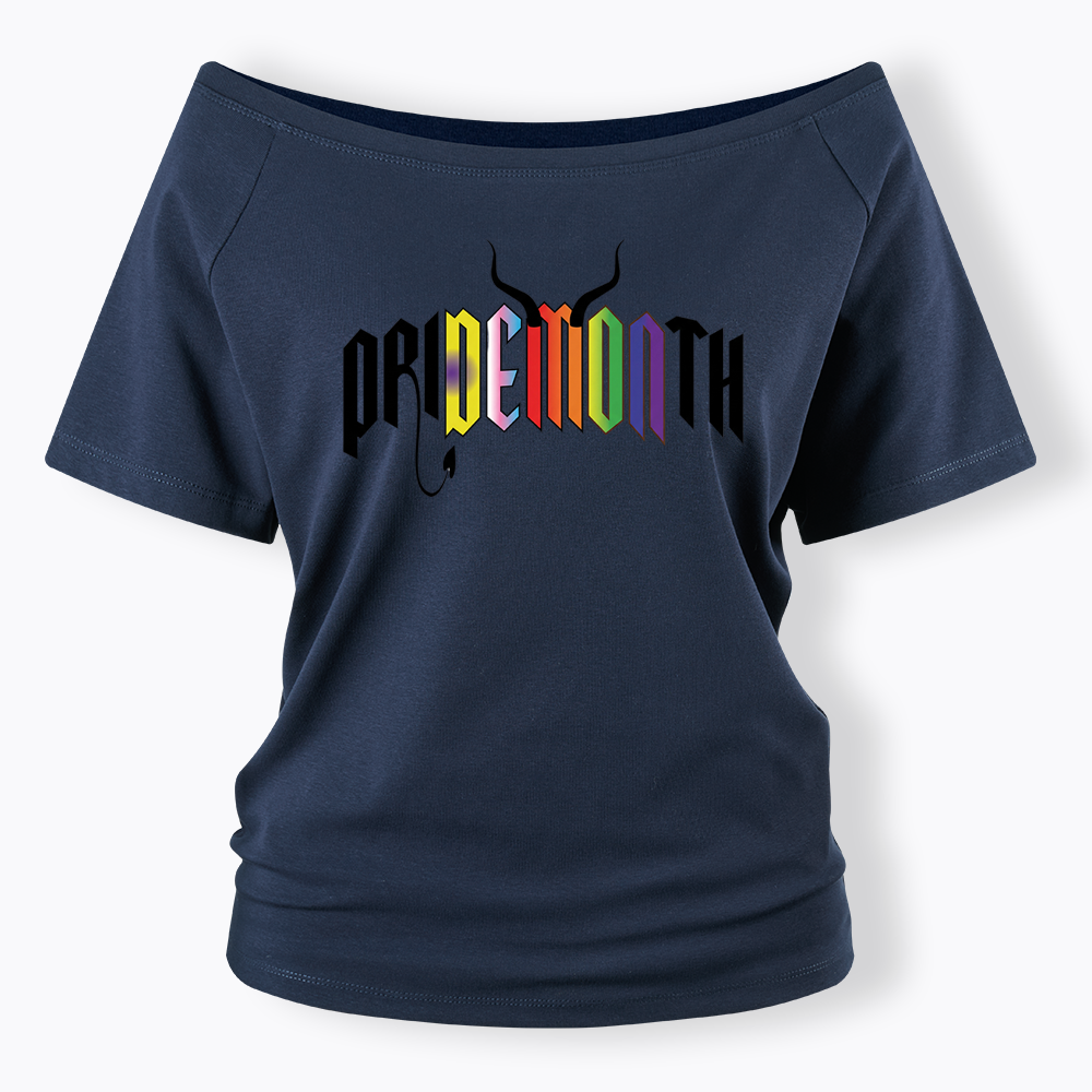 Pridemonth Demon Vibes Rainbow  Off Shoulder T-shirt