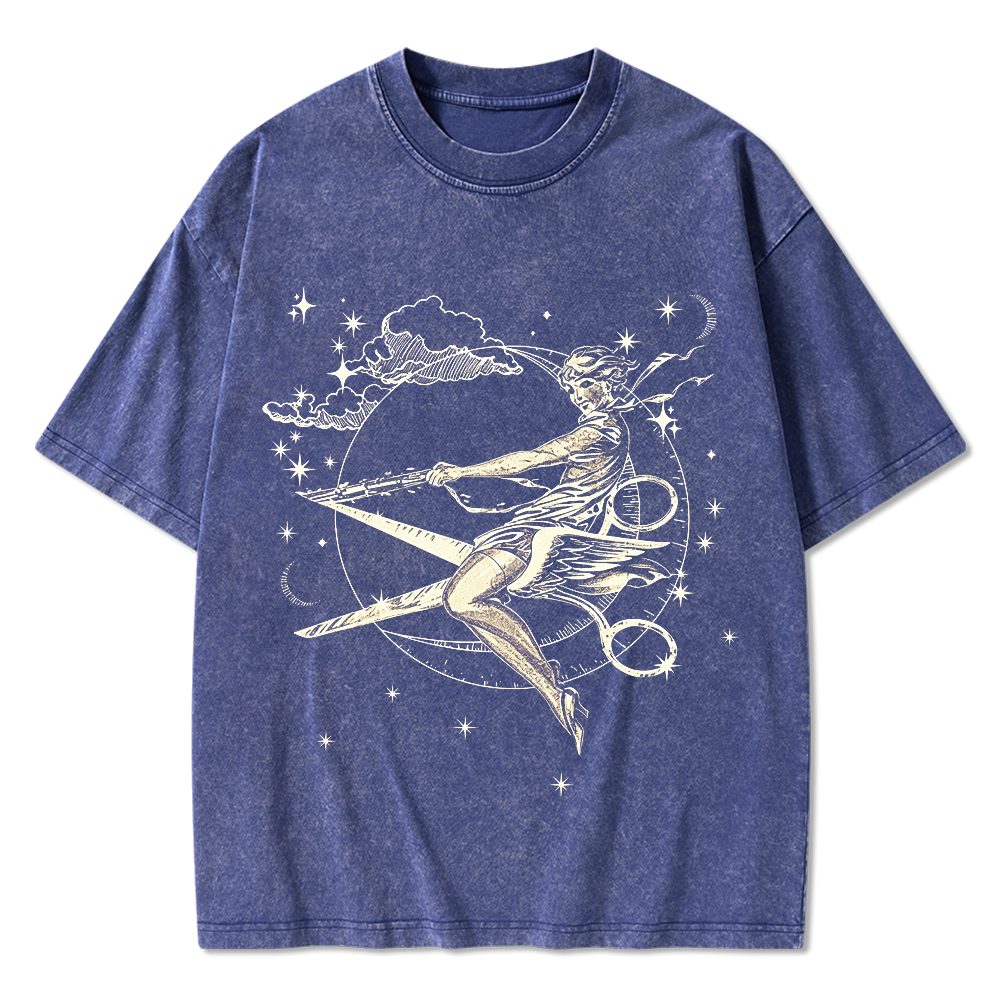 Scissors Witch Lesbian Washed T-Shirt