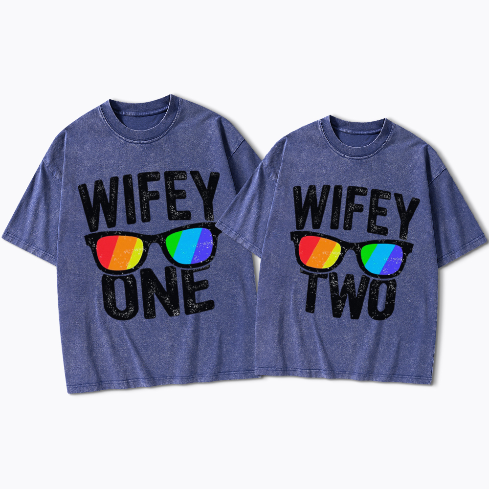Lesbian Wife Two Wives Washed T-Shirt