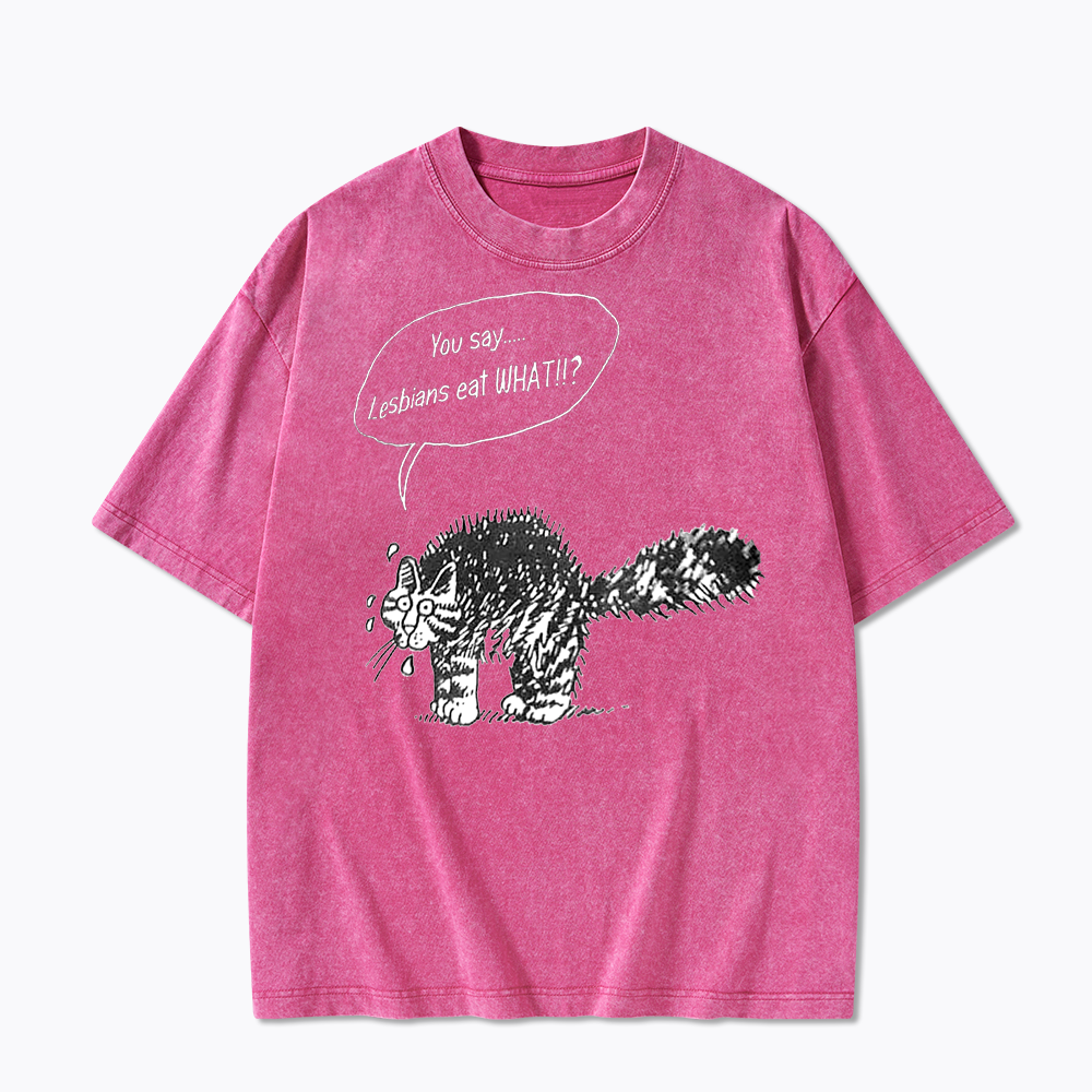 Cartoon Cat Washed T-Shirt