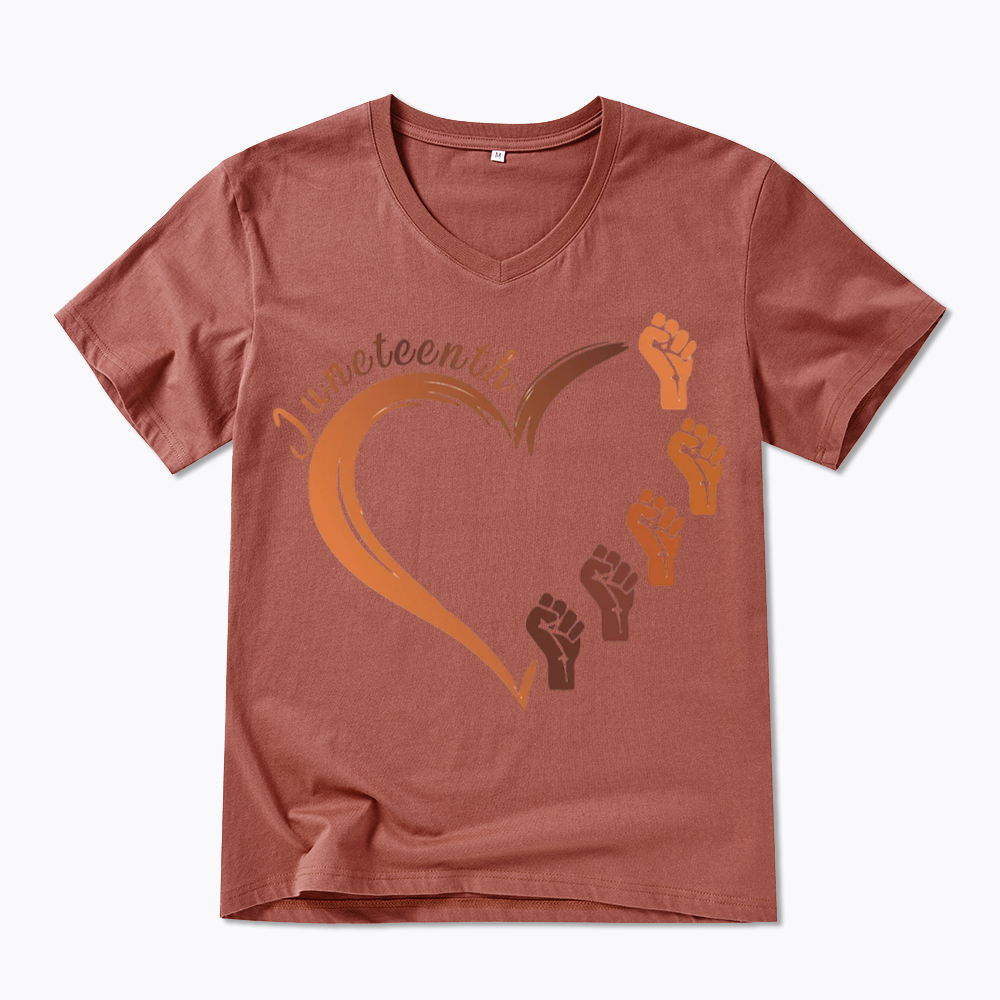 Juneteenth Heart Black Pride V-Neck Classic T-Shirt
