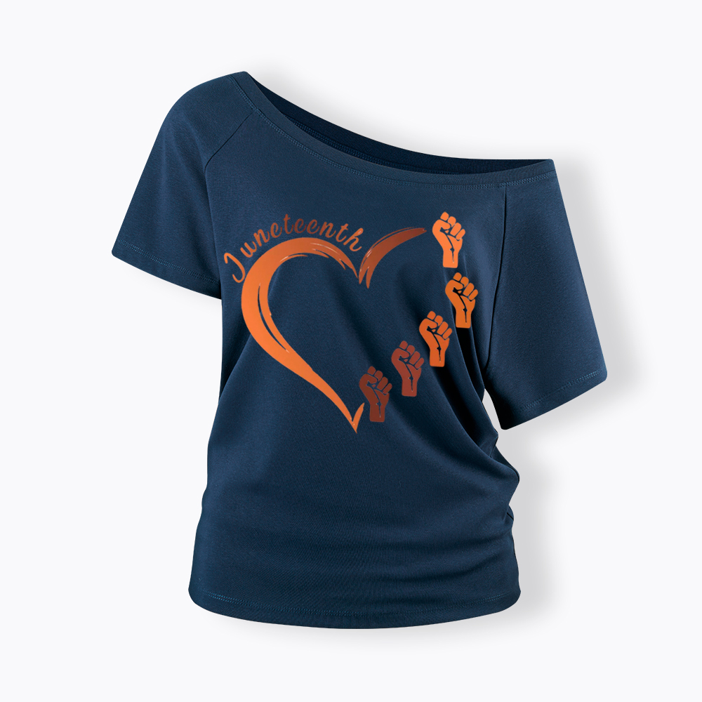 Juneteenth Heart Black Pride Off Shoulder T-shirt
