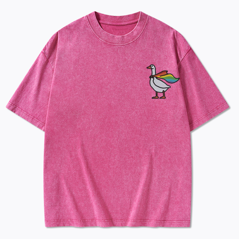 Rainbow Goose LGBTQ Washed T-Shirt
