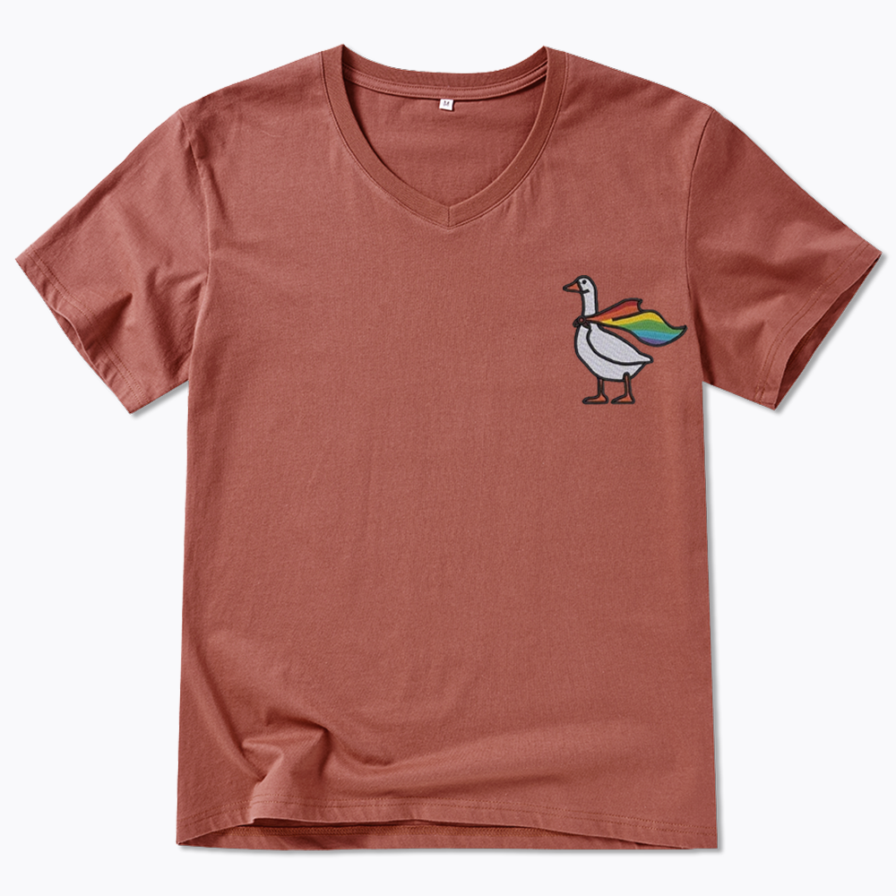Rainbow Goose LGBTQ V-Neck Classic T-Shirt