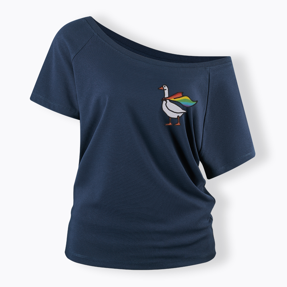 Rainbow Goose LGBTQ Off Shoulder T-shirt