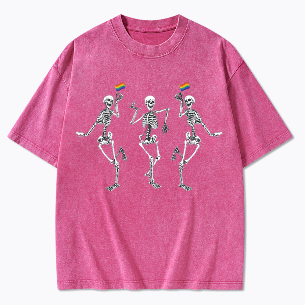 pride dancing skeleton Washed T-Shirt