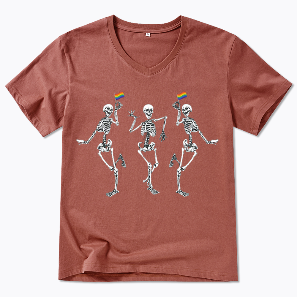 pride dancing skeleton V-Neck Classic T-Shirt