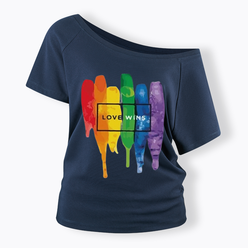 Love Wins Off Shoulder T-shirt